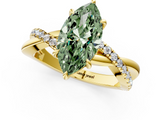 Yellow gold Fancy Green Marquise  Cut Diamond Twisted Band with Pavé Setting and Four-Prong Setting_21