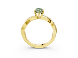 Yellow gold Fancy Green Marquise  Cut Diamond Twisted Band with Pavé Setting and Four-Prong Setting_23