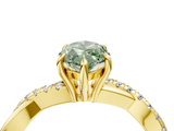 Yellow gold Fancy Green Marquise  Cut Diamond Twisted Band with Pavé Setting and Four-Prong Setting_24