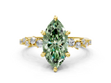 Yellow gold Fancy Green Marquise  Cut Diamond Vine Band with Four-Prong Setting_74