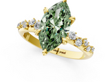 Yellow gold Fancy Green Marquise  Cut Diamond Vine Band with Four-Prong Setting_75
