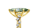 Yellow gold Fancy Green Marquise  Cut Diamond Vine Band with Four-Prong Setting_79