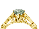 Yellow gold Fancy Green Marquise  Cut Diamond with Milgrain Marquise and Bezel Accents on a Solitaire Band with Prong Setting_210