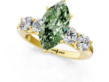 Yellow gold Fancy Green Marquise  Cut Five-Stone Prong Set Diamond Ring with Classic Band_33