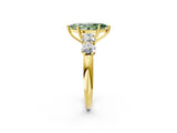 Yellow gold Fancy Green Marquise  Cut Five-Stone Prong Set Diamond Ring with Classic Band_34