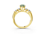 Yellow gold Fancy Green Marquise  Cut Five-Stone Prong Set Diamond Ring with Classic Band_35