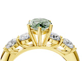 Yellow gold Fancy Green Marquise  Cut Five-Stone Prong Set Diamond Ring with Classic Band_36