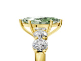 Yellow gold Fancy Green Marquise  Cut Five-Stone Prong Set Diamond Ring with Classic Band_37