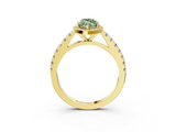 Yellow gold Fancy Green Marquise  Cut Halo Diamond Engagement Ring with Pave Band and Four-Prong Setting_47