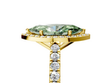 Yellow gold Fancy Green Marquise  Cut Halo Diamond Engagement Ring with Pave Band and Four-Prong Setting_49
