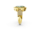 Yellow gold Fancy Green Marquise Cut Halo Diamond Engagement Ring with Pave Split Shank and Four-Prong Setting_2