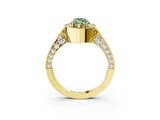 Yellow gold Fancy Green Marquise Cut Halo Diamond Engagement Ring with Split Shank Band and Four-Prong Setting_3