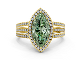 Yellow gold Fancy Green Marquise  Cut Halo Diamond Engagement Ring with Split Shank and Four-Prong Setting_37