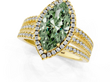 Yellow gold Fancy Green Marquise  Cut Halo Diamond Engagement Ring with Split Shank and Four-Prong Setting_38