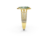 Yellow gold Fancy Green Marquise  Cut Halo Diamond Engagement Ring with Split Shank and Four-Prong Setting_39