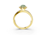 Yellow gold Fancy Green Marquise  Cut Halo Diamond Engagement Ring with Split Shank and Four-Prong Setting_40