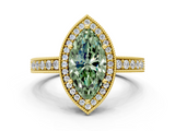 Yellow gold Fancy Green Marquise  Cut Halo Diamond Pave Band Ring with Four-Prong Setting_24