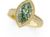 Yellow gold Fancy Green Marquise  Cut Halo Diamond Pave Band Ring with Four-Prong Setting_25