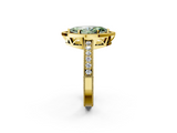 Yellow gold Fancy Green Marquise  Cut Halo Diamond Pave Band Ring with Four-Prong Setting_26