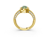 Yellow gold Fancy Green Marquise  Cut Halo Diamond Pave Band Ring with Four-Prong Setting_27
