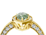 Yellow gold Fancy Green Marquise  Cut Halo Diamond Pave Band Ring with Four-Prong Setting_28