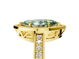 Yellow gold Fancy Green Marquise  Cut Halo Diamond Pave Band Ring with Four-Prong Setting_29