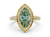 Yellow gold Fancy Green Marquise  Cut Halo Diamond Pave Band with Four-Prong Setting_53
