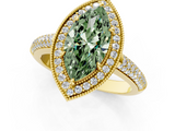 Yellow gold Fancy Green Marquise  Cut Halo Diamond Pave Band with Four-Prong Setting_54