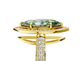 Yellow gold Fancy Green Marquise  Cut Halo Diamond Pave Band with Four-Prong Setting_58