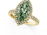 Yellow gold Fancy Green Marquise Cut Halo Diamond Pave Band with Prong Setting_1
