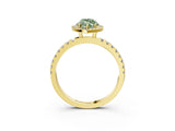 Yellow gold Fancy Green Marquise Cut Halo Diamond Pave Band with Prong Setting_3