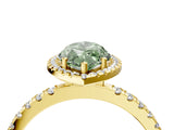 Yellow gold Fancy Green Marquise Cut Halo Diamond Pave Band with Prong Setting_4