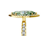 Yellow gold Fancy Green Marquise Cut Halo Diamond Pave Band with Prong Setting_5
