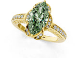 Yellow gold Fancy Green Marquise  Cut Halo Diamond Ring with Channel Set Band and Four-Prong Setting_33