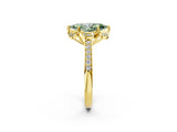 Yellow gold Fancy Green Marquise  Cut Halo Diamond Ring with Channel Set Band and Four-Prong Setting_34