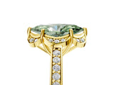 Yellow gold Fancy Green Marquise  Cut Halo Diamond Ring with Channel Set Band and Four-Prong Setting_37
