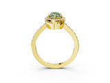 Yellow gold Fancy Green Marquise  Cut Halo Diamond Ring with Pave Band and Four-Prong Setting_62