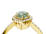 Yellow gold Fancy Green Marquise  Cut Halo Diamond Ring with Pave Band and Four-Prong Setting_63
