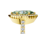 Yellow gold Fancy Green Marquise  Cut Halo Diamond Ring with Pave Band and Four-Prong Setting_64