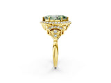 Yellow gold Fancy Green Marquise Cut Halo Diamond Split Shank Engagement Ring with Four-Prong Setting_2