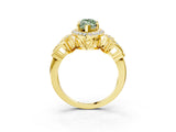 Yellow gold Fancy Green Marquise Cut Halo Diamond Split Shank Engagement Ring with Four-Prong Setting_3