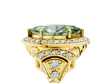 Yellow gold Fancy Green Marquise Cut Halo Diamond Split Shank Engagement Ring with Four-Prong Setting_5