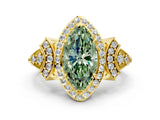 Yellow gold Fancy Green Marquise Cut Halo Diamond Split Shank Engagement Ring with Four-Prong Setting_6