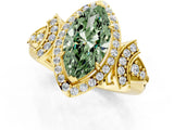 Yellow gold Fancy Green Marquise Cut Halo Diamond Split Shank Engagement Ring with Four-Prong Setting_7