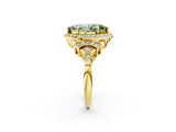 Yellow gold Fancy Green Marquise Cut Halo Diamond Split Shank Engagement Ring with Four-Prong Setting_8