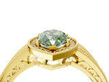 Yellow gold Fancy Green Marquise Cut Halo Diamond Split Shank Ring with Prong Setting_4