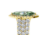 Yellow gold Fancy Green Marquise Cut Halo Pavé Diamond Engagement Ring with Split Shank and Four-Prong Setting_8