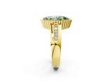 Yellow gold Fancy Green Marquise  Cut Halo Pave Band Four-Prong Ring_97