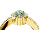 Yellow gold Fancy Green Marquise  Cut Halo Pave Band Four-Prong Ring_99