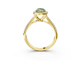 Yellow gold Fancy Green Marquise  Cut Halo Pave Band Four-Prong Setting Ring_74
